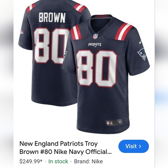 Troy Brown #80 NFL Players Patriots Jersey - Picture 3 of 3